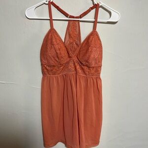 Auden Orange Lace Chemise with Adjustable Straps